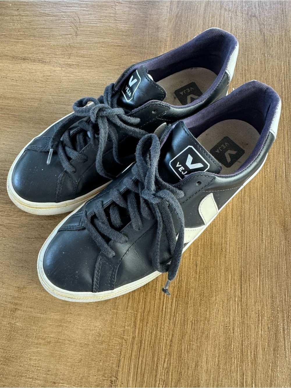 Veja Men’s Black Sneakers with White V Logo